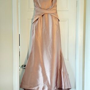 Strapless Satin Gown in Blush